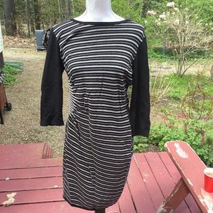 LOFT black tan striped sweater dress size Large